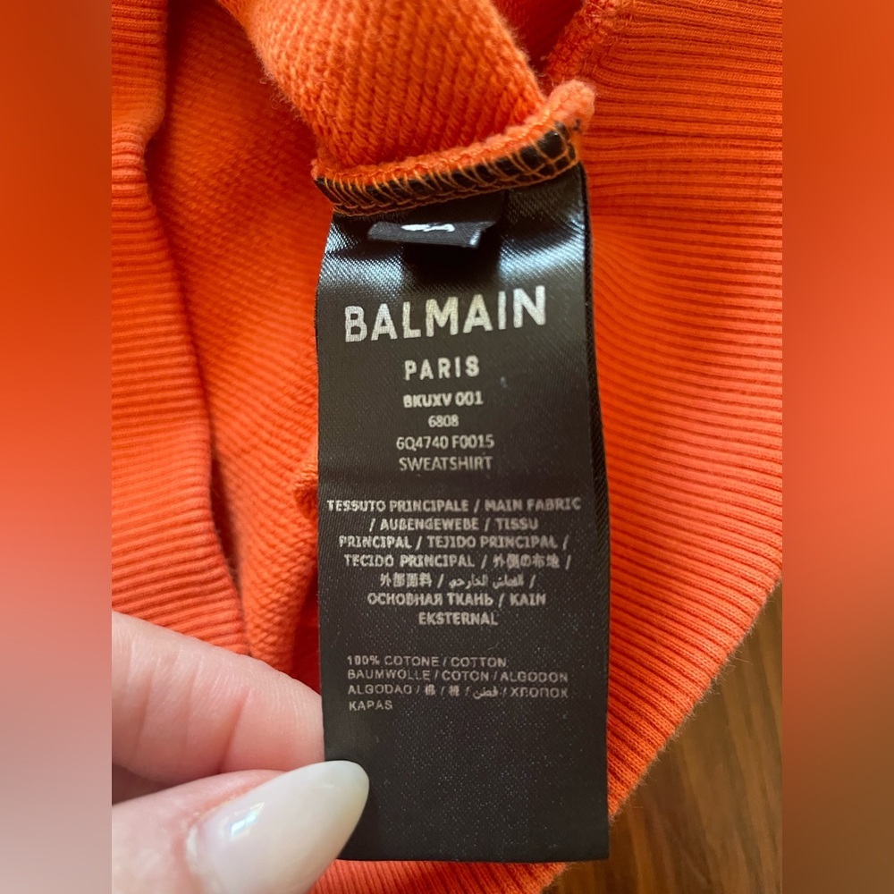 Balmain Kids Orange Sweatshirt, size 6 - Picture 7 of 9